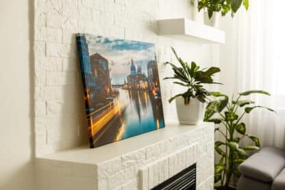 Modern lliving room interior with venice, italy, canvas on the w