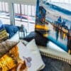 Modern lliving room interior with venice, italy, canvas on the w